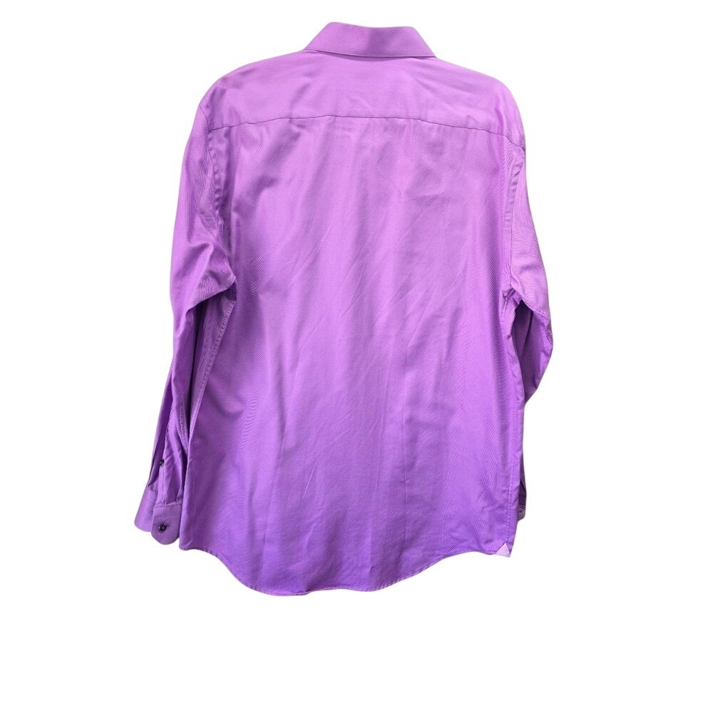 Robert Graham Vibrant Purple Herringbone Dress Shirt Cotton Button Down Luxury - Picture 2 of 7